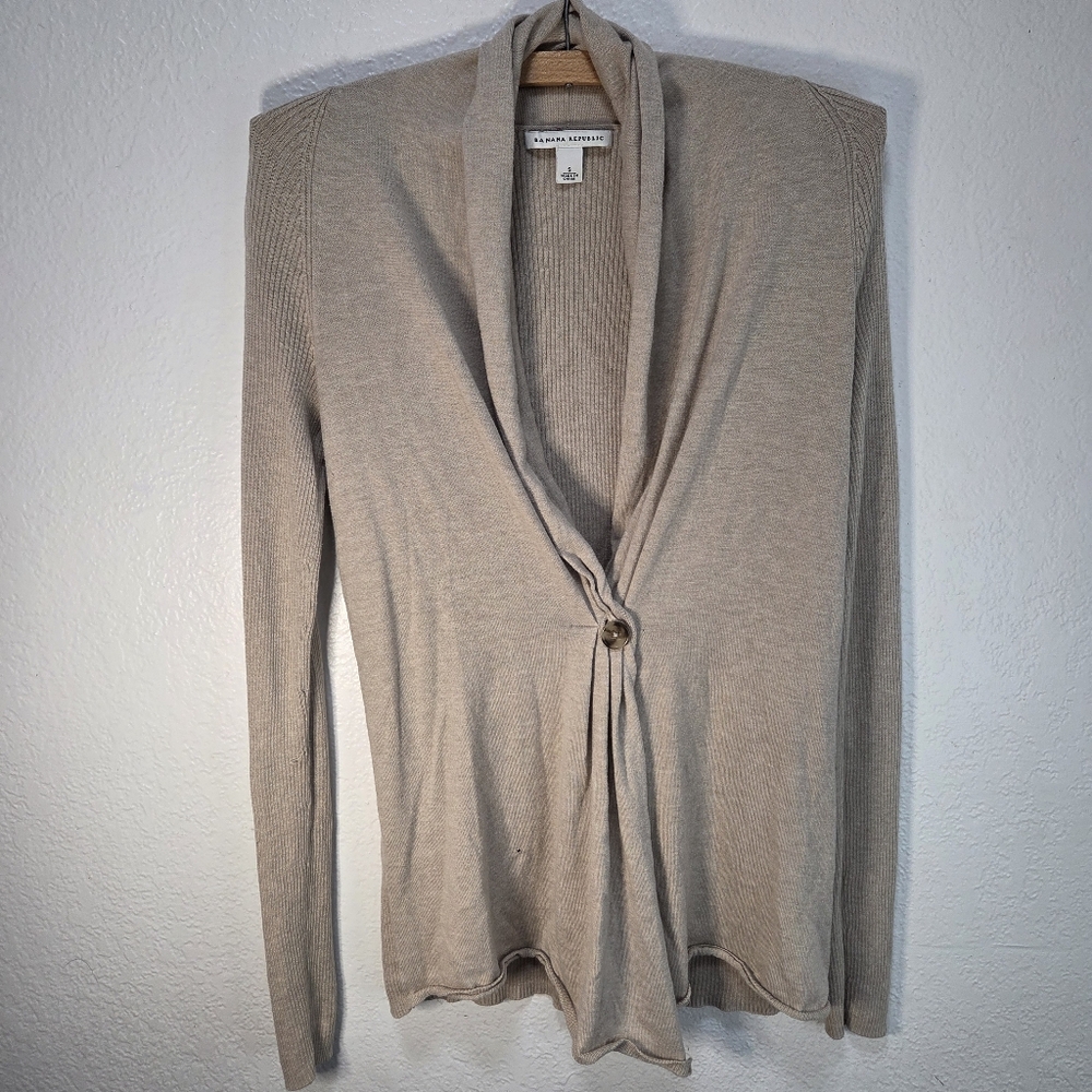 Banana Republic Cardigan Sz Small Stoggle One Front Button‎ Pleated Neck